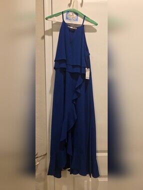 Kensie Royal Blue Ruffle Maxi Dress